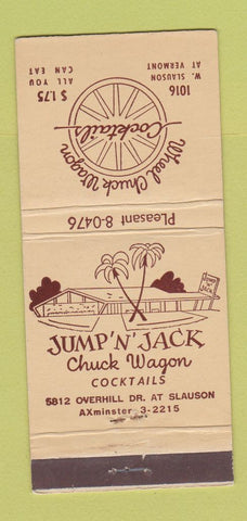 Matchbook Cover - Jump n Jack Chuck Wagon Los Angeles CA 21 Strike Feature