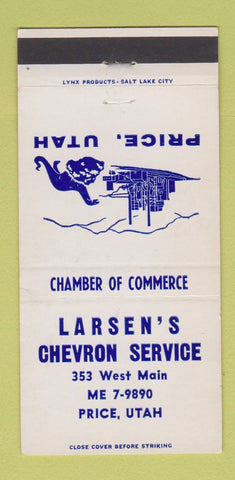 Matchbook Cover - Larsen's Chevron oil gas Price UT 30 Strike