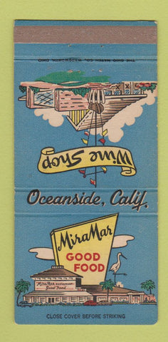 Matchbook Cover - Mira Mar Restaurant Oceanside CA 30 Strike