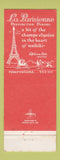 Matchbook Cover - La Parisienne French Restaurant Reef Hotel Waikiki Hawaii