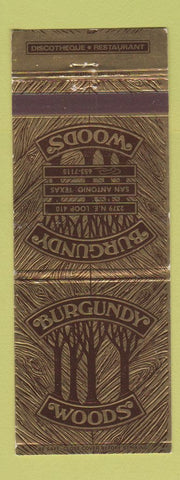Matchbook Cover - Burgundy Woods San Antonio TX WEAR