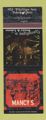 Matchbook Cover - Mancy's Restaurant Toledo OH