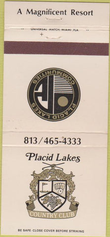 Matchbook Cover - Placid Lakes Country Club Lake Placid FL 30 Strike