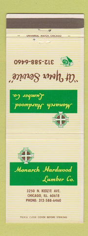 Matchbook Cover - Monarch Hardwood Lumber Chicago IL