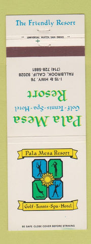 Matchbook Cover - Pala Mesa Resort Fallbrook CA