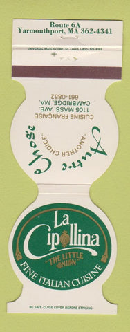 Matchbook Cover - La Cipollina Italian Yarmouthport MA WEAR