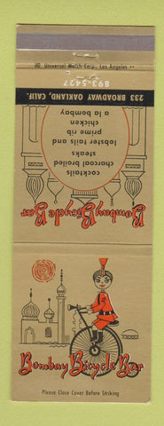 Matchbook Cover - Bombay Bicycle Bar Oakland CA