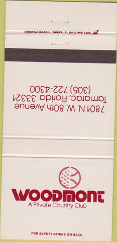 Matchbook Cover - Woodmont Country club golf Tamarac FL 30 Strike