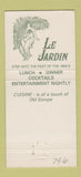 Matchbook Cover - Le Jardin Butler NJ 30 Strike