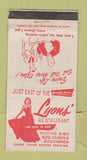 Matchbook Cover - Lyons' Restaurant Sault Ste Marie ON girlie WEAR 30 Strike