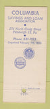 Matchbook Cover - Columbia Savings and Loan Pittsburgh PA 30 Strike