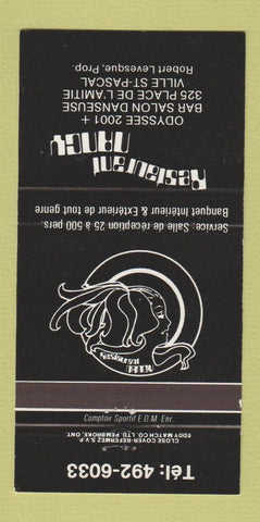 Matchbook Cover - Restaurant Nancy Ville St Pascal QC girlie #2 30 Strike
