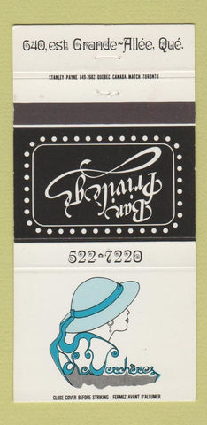 Matchbook Cover - Le Veccheres Grand Allee QC girlie 30 Strike