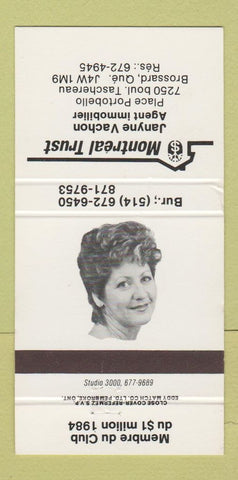 Matchbook Cover - Montreal Trust Janyne Vachon Brossard QC 1984 30 Strike