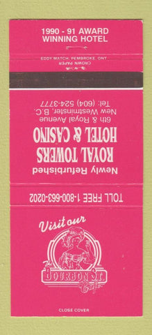 Matchbook Cover - Bourbon St Cafe New Westminster BC girlie 30 Strike