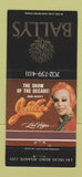 Matchbook Cover Bally's Casino girlie Reno Las Vegas NV Atlantic City 30 Strike