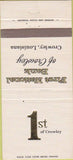Matchbook Cover - First National Bank Crowley LA 30 Strike