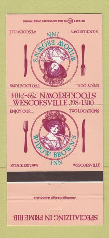 Matchbook Cover - Widow Brown's Inn girlie Stockertown Wescoeville PA 30 Strike