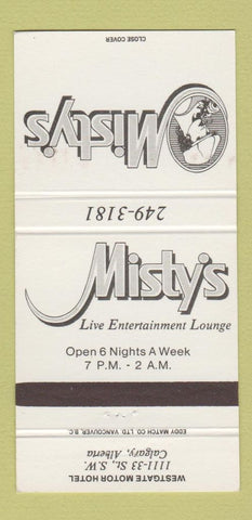 Matchbook Cover - Misty's Westgate Motor Hotel Calgary AB girlie 30 Strike