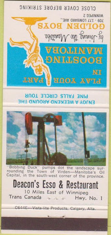 Matchbook Cover - Deacon's Esso oil gas Winnipeg MB 30 Strike