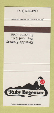 Matchbook Cover - Ruby Begonia's Fullerton CA girlie 30 Strike