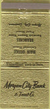 Matchbook Cover - Morgan City Bank Morgan City LA 30 Strike