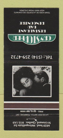 Matchbook Cover - Crystopher Restaurant St Leonard QC girlie 30 Strike