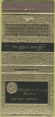 Matchbook Cover - Mercantile Bank Trust Gretna LA 30 Strike