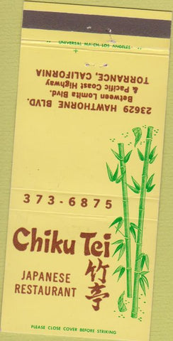 Matchbook Cover - Chiku Tei Japanese restaurant Torrance CA 30 Strike
