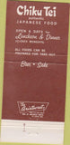 Matchbook Cover - Chiku Tei Japanese restaurant Torrance CA 30 Strike
