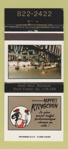 Matchbook Cover - Buffet Kingchow Chinese Rock Forest QC 30 Strike