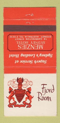 Matchbook Cover - Menzies Sydney Hotel Australia Fjord Room 30 Strike