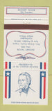 Matchbook Cover - US Presidents Diamond Zachary Taylor 30 Strike
