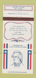 Matchbook Cover - US Presidents Diamond Millard Fillmore 30 Strike