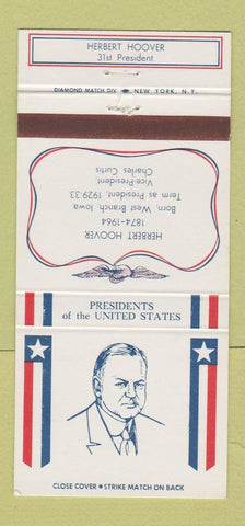 Matchbook Cover - US Presidents Diamond Herbert Hoover 30 Strike