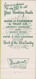 Matchbook Cover - Bank of Commerce Trust Crowley LA 30 Strike