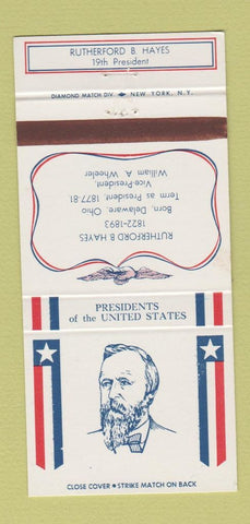 Matchbook Cover - US Presidents Diamond Rutherford B Hayes 30 Strike