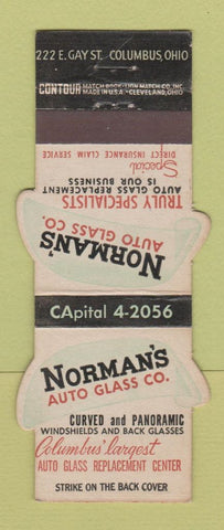 Matchbook Cover - Norman's Auto Glass Columbus OH Contour WEAR