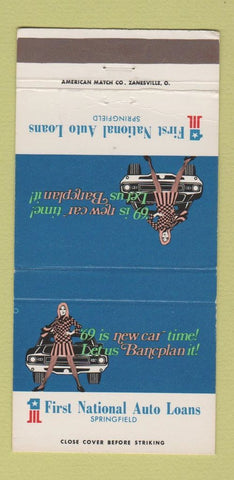 Matchbook Cover - First National Bank Springfield OH girlie 1969 30 Strike