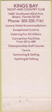 Matchbook Cover - Kings Bay Yacht Country Club Miami FL 30 Strike