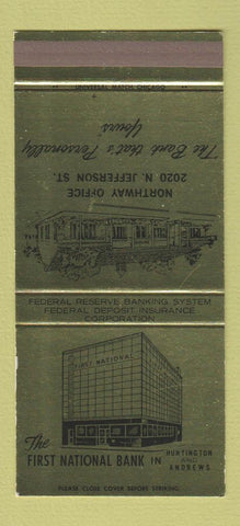 Matchbook Cover - First National Bank Huntington Andrews IN 30 Strike