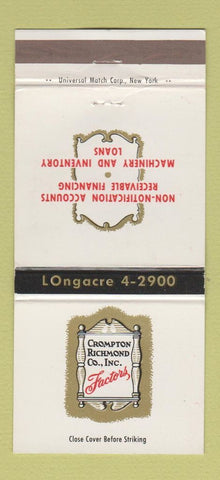 Matchbook Cover - Crompton Richmond Factors Textiles New York City 30 Strike