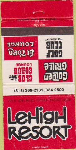Matchbook Cover - Lehigh Ressort FL WORN 30 Strike