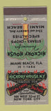 Matchbook Cover - Hickory House New York City Miami Beach FL 30 Stick