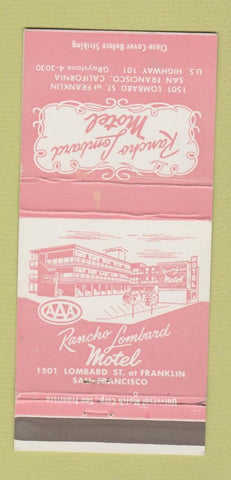 Matchbook Cover - Rancho Lombard Motel San Francisco CA 30 Strike