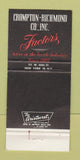 Matchbook Cover Crompton Richmond Factors Textiles New York City WEAR 30 Strike