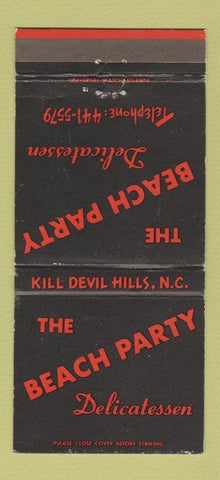 Matchbook Cover - Beach Party Deli Kill Devil Hills NC 30 Strike