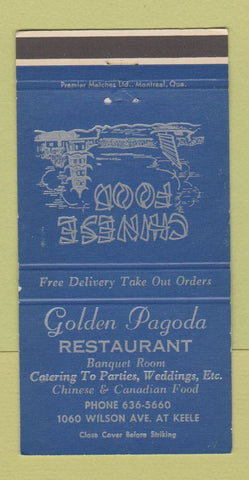 Matchbook Cover - Golden Pagoda Chinese Restaurant Downsview ON 30 Strike