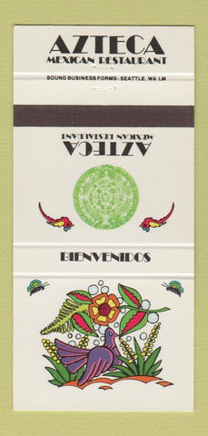 Matchbook Cover - Azteca Mexican Restaurant WA Chain Bremerton Kent 30 Strike