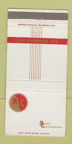 Matchbook Cover - Metropolitan Club of Los Angeles CA 30 Strike